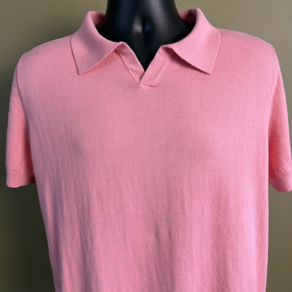 Postmarc Men's L Johnny Collar Knitted Polo 100% Light Weight Cotton Pink